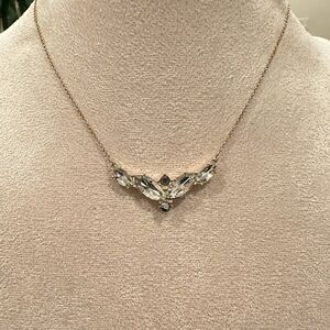 16” Gold tone necklace with crystal pendant